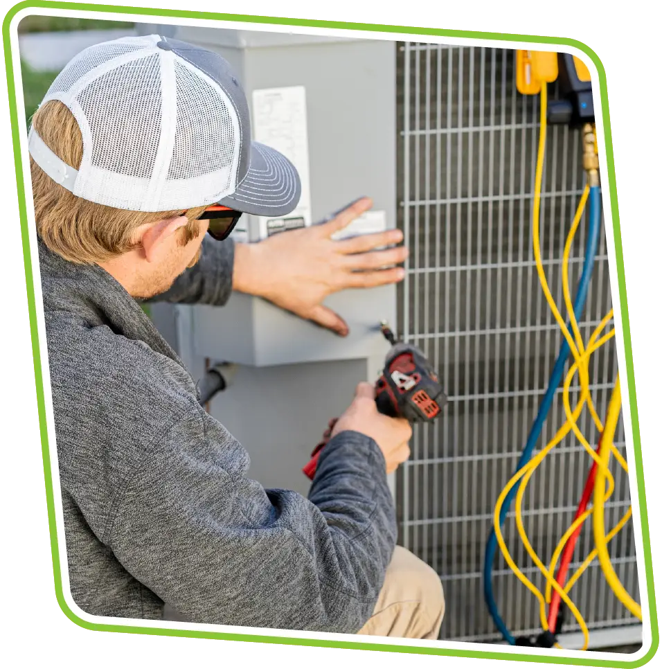 All Airs technician performing routine maintenance on heating and cooling system