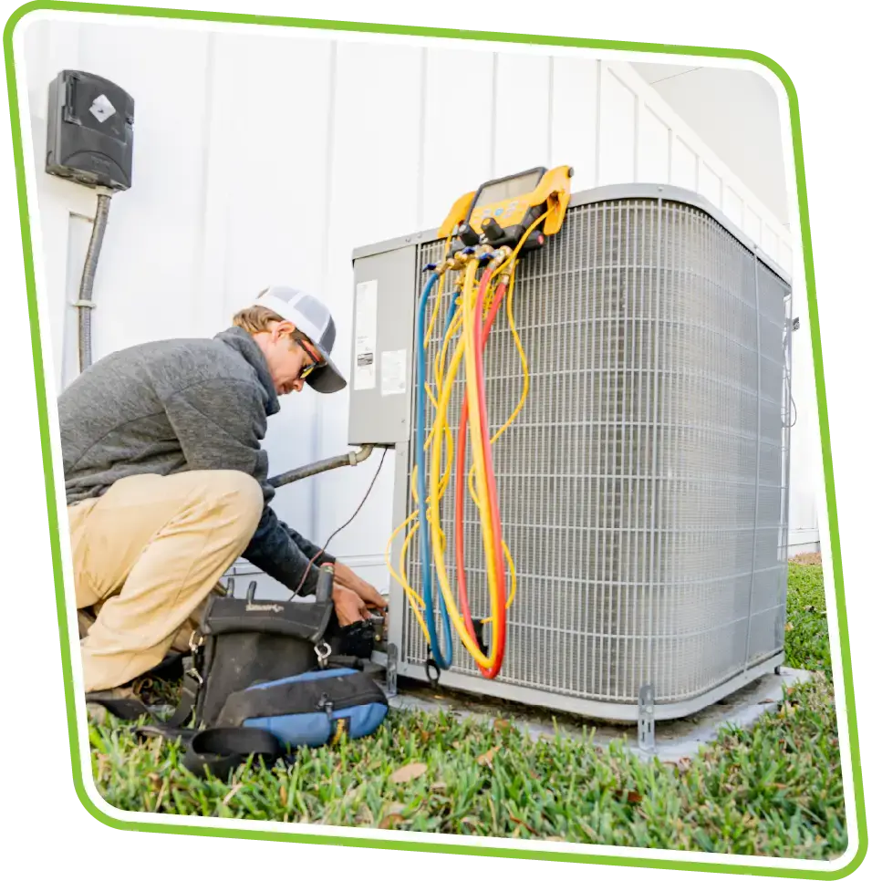 Skilled All Airs HVAC technician installing new AC system