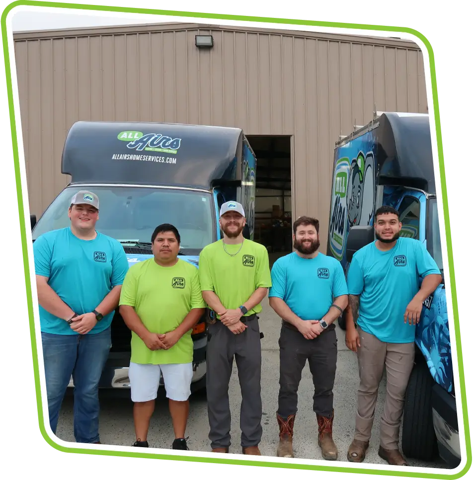 All Airs Home Services HVAC team standing by company van in Marietta GA